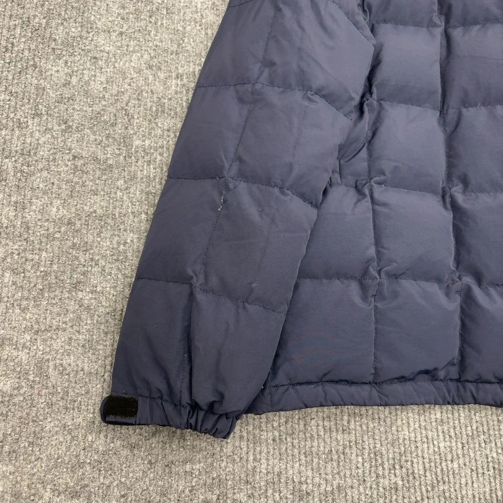 J CREW Jacket Mens L Navy Blue Cotton Nylon Down Fill Mock Neck Puffer Outdoor